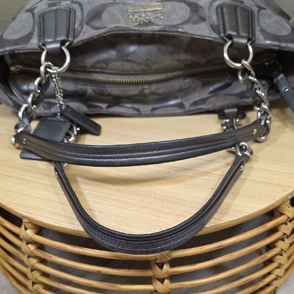 Coach Metallic Gray Signature C Shoulder Bag and Wallet - Picture 12 of 15